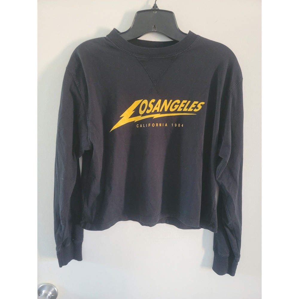 Brandy Melville Los Angeles 1984 Black Cropped Sweatshirt